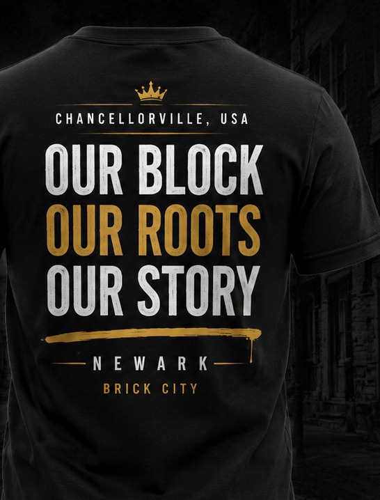 Approved Chancellor Signature tee — Our Block, Our Roots, Our Story back print